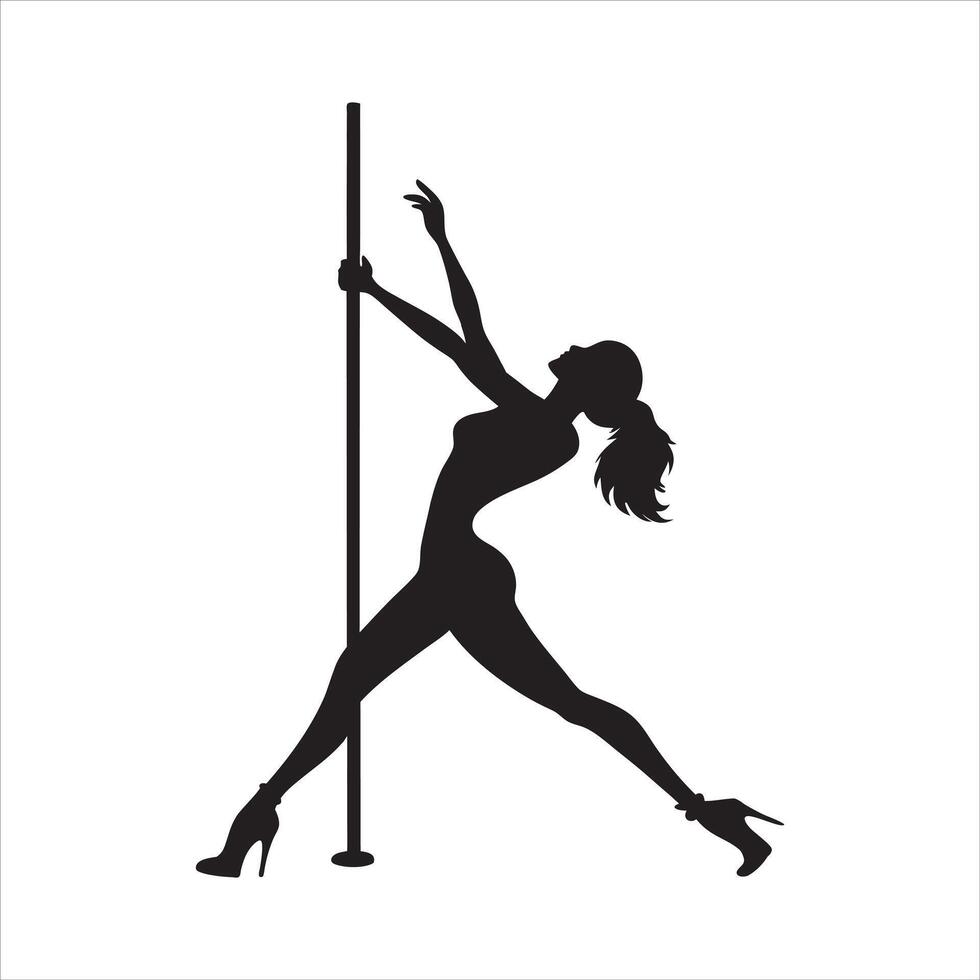 Pole Dancer Silhouette with Dynamic Curves vector