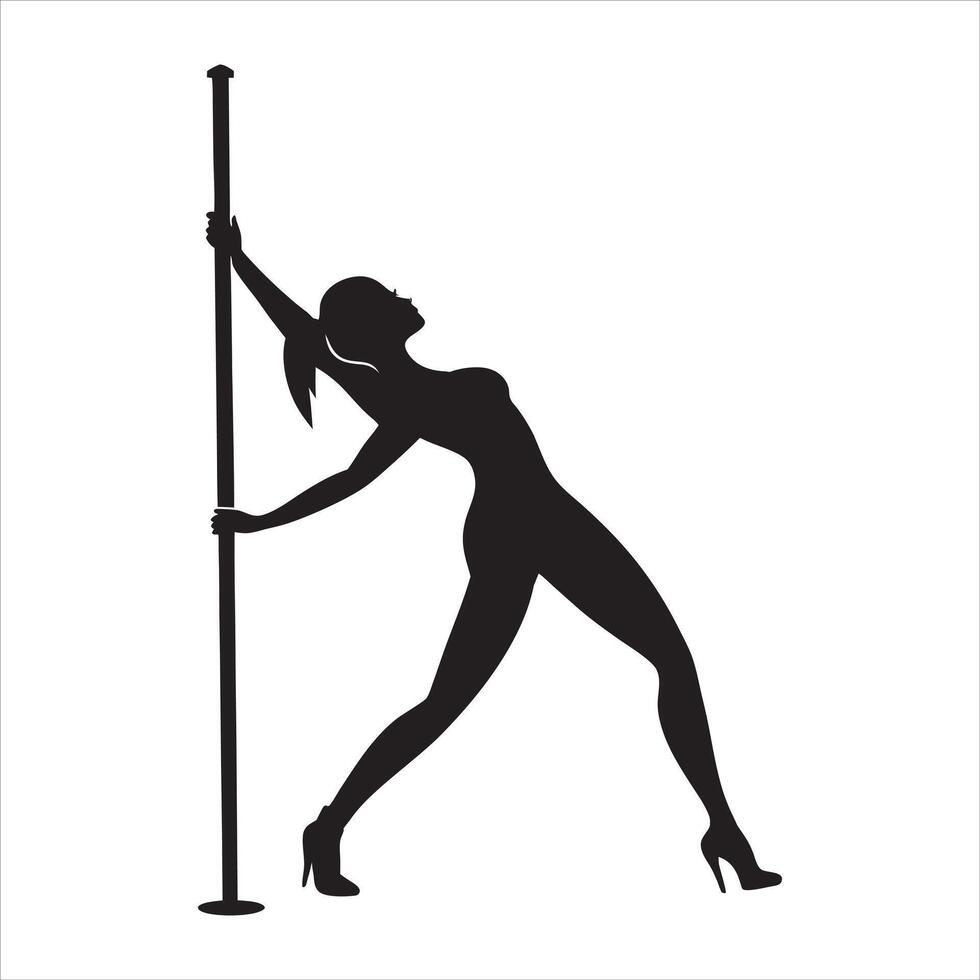 High-Energy Pole Dancer Silhouette Illustration vector