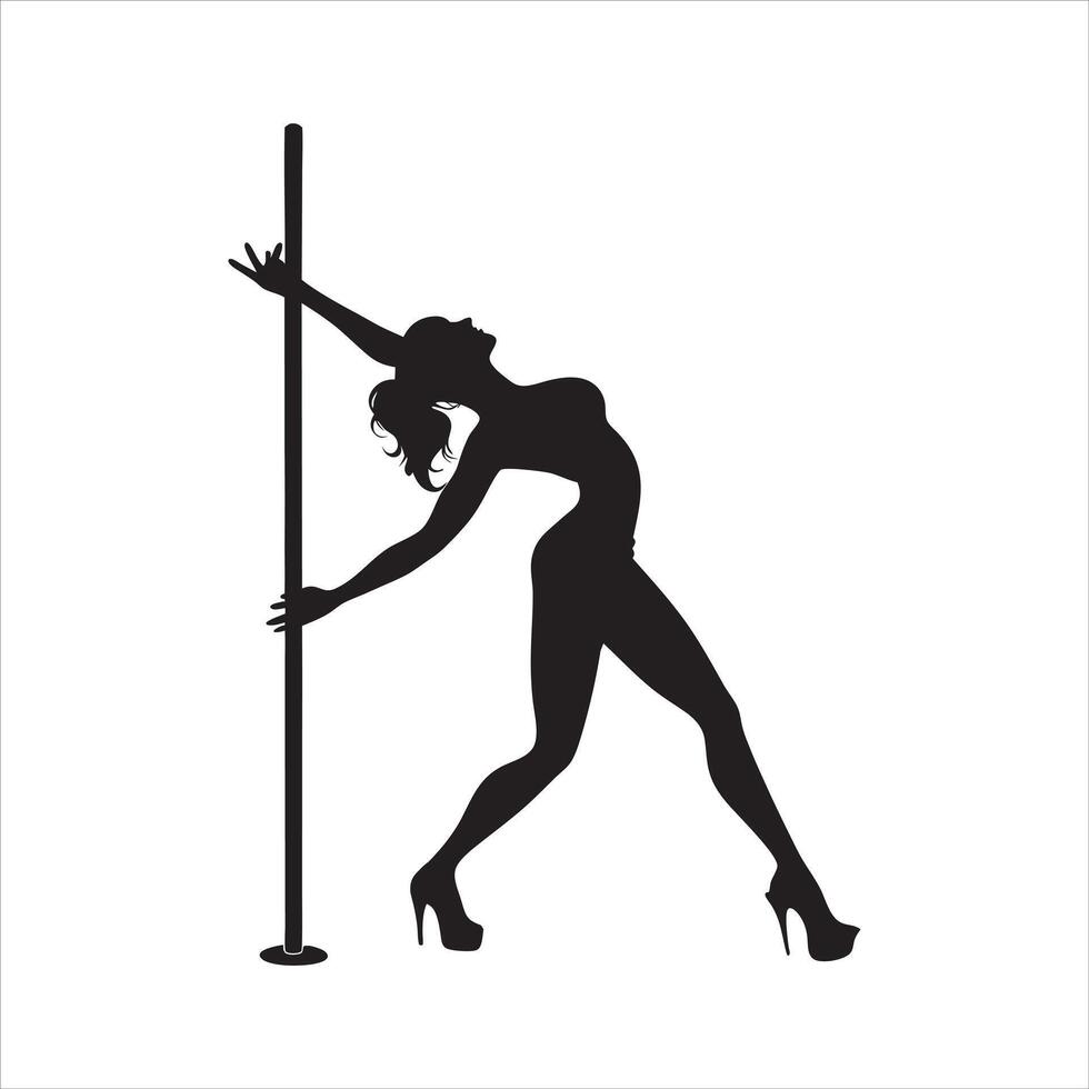 Flowing Pole Dancer Silhouette Artwork vector