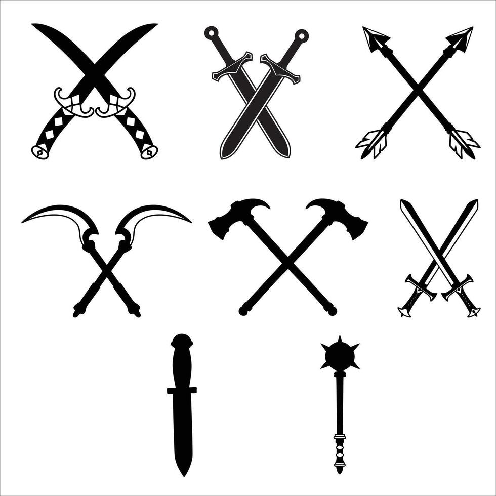 Medieval Weaponry Silhouette SVG Bundle vector