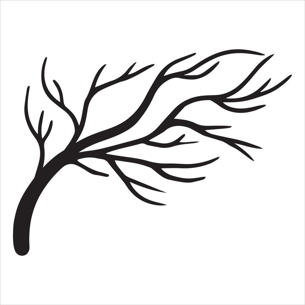 Delicate Tree Branch Silhouette Illustration vector