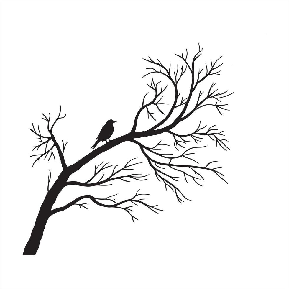 Majestic Tree Branch Silhouette Illustration vector