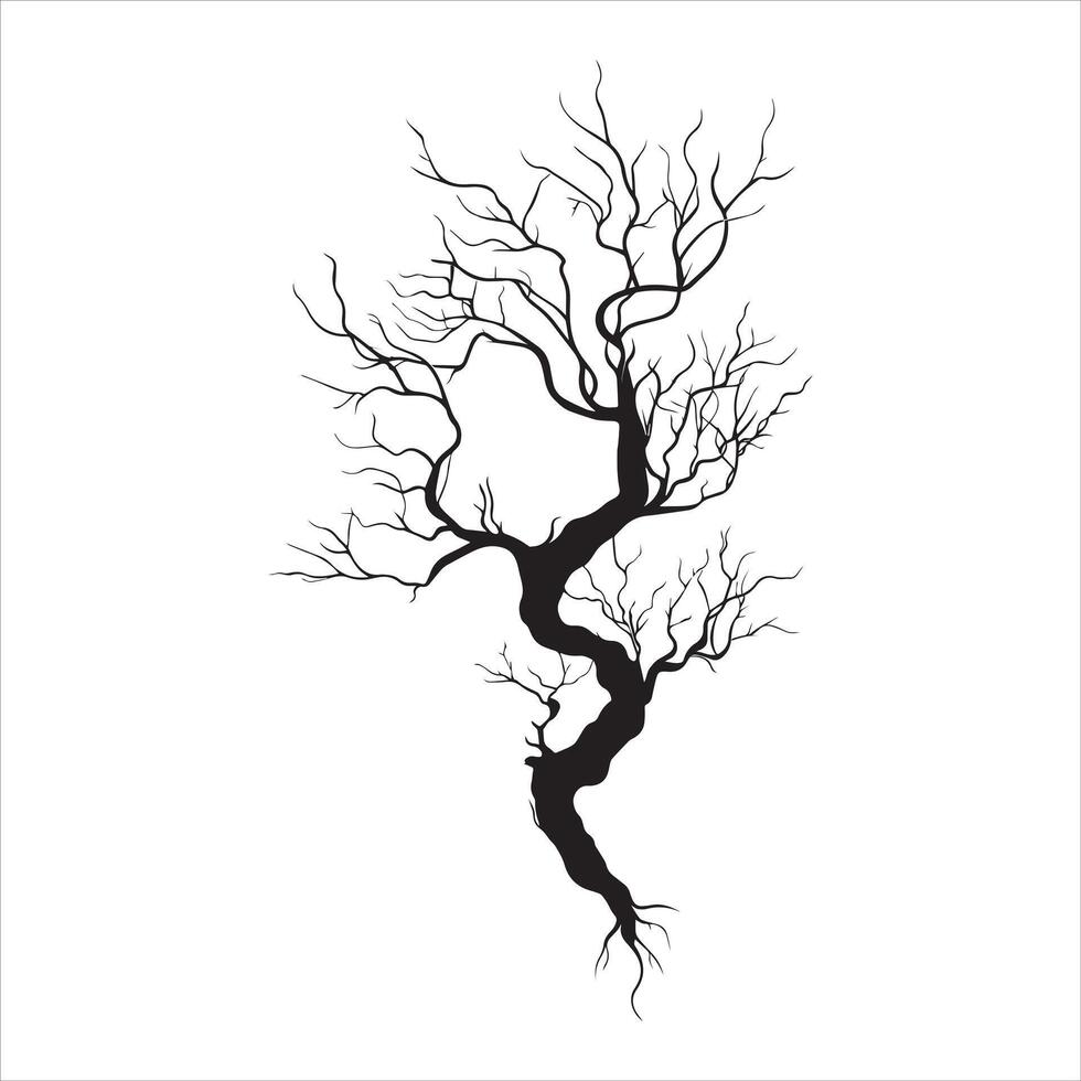 Simple Tree Branch Silhouette Drawing vector
