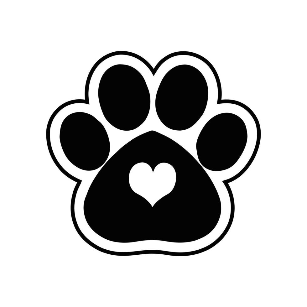Heart-Inspired Pet Paw Print Design vector