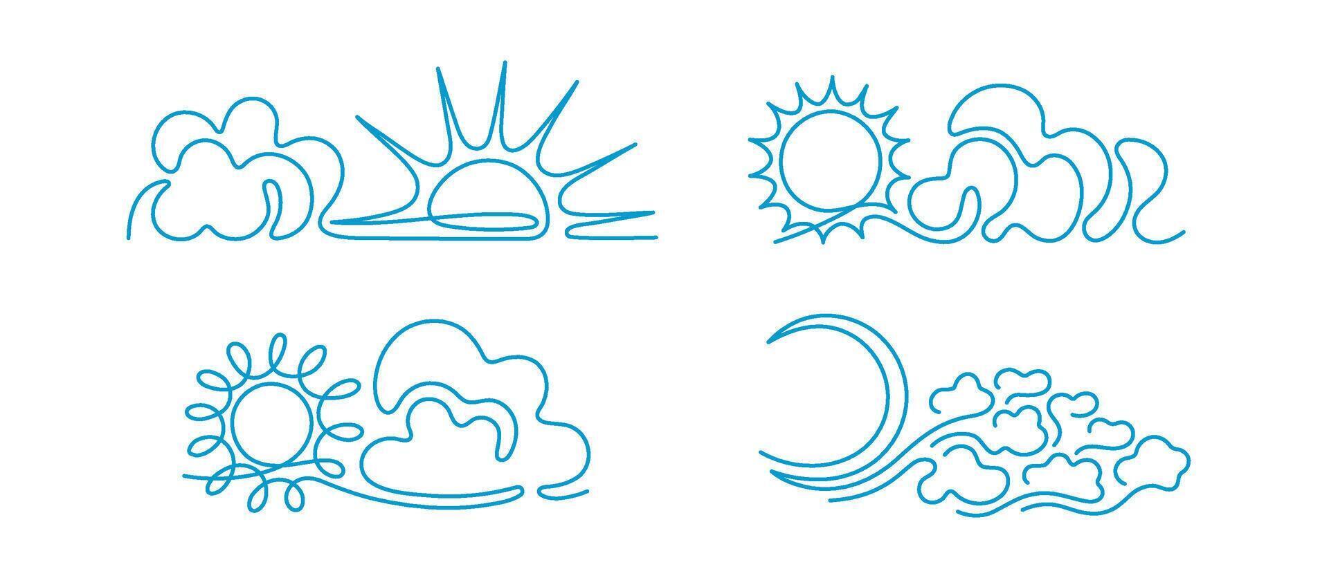 Line cloud, sun, moon Cloudy weather Abstract logo vector