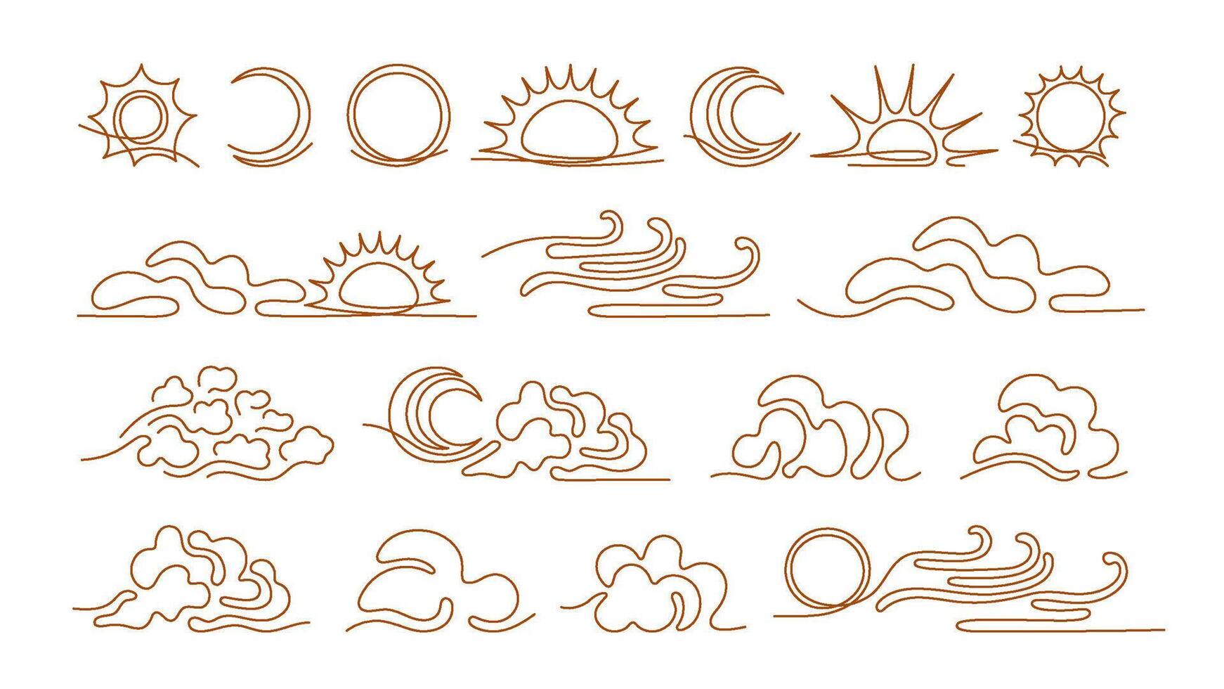 Sun, moon, cloud line sign. Cloudy weather, wind vector