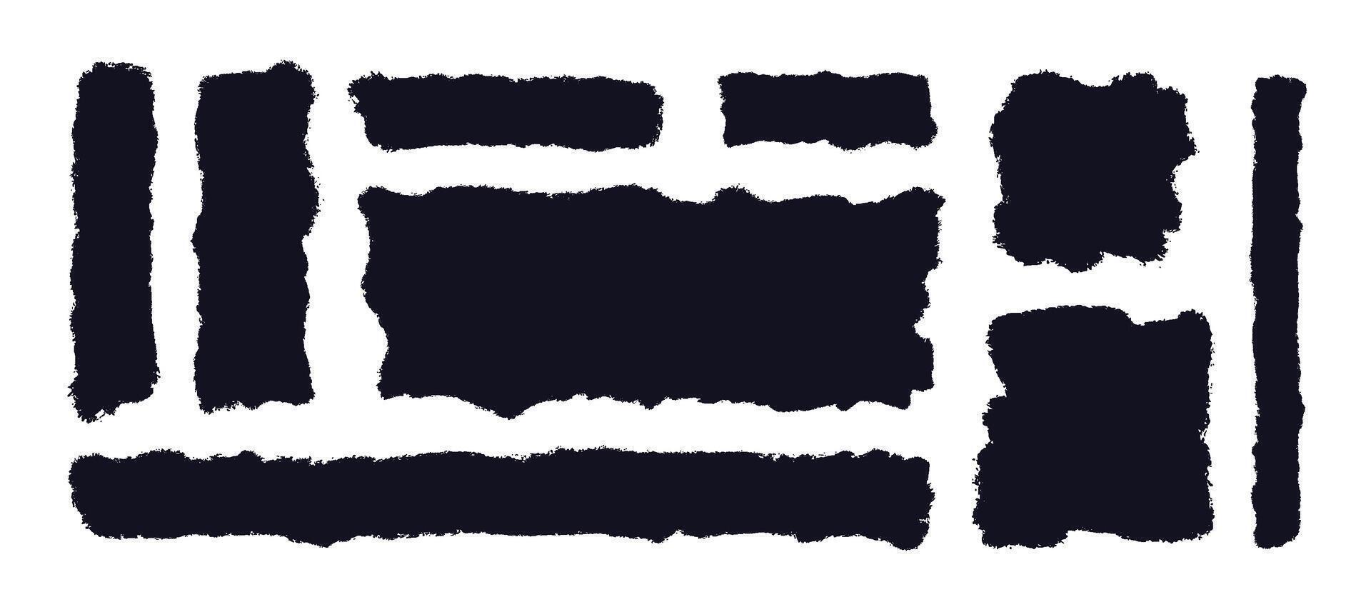 Torn paper pieces set Black texture ripped paper vector