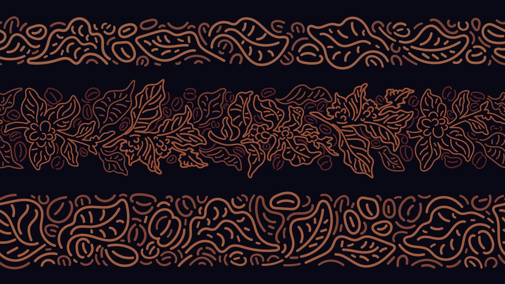 Coffee line patterns set. Abstract border. Branch vector