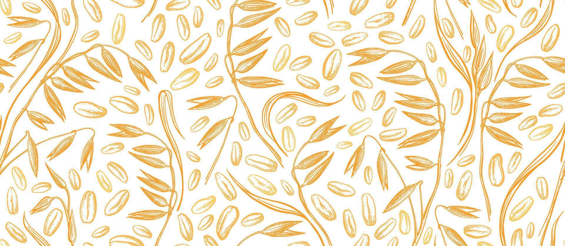Grain of oats plants seamless pattern Wheat, spelt vector