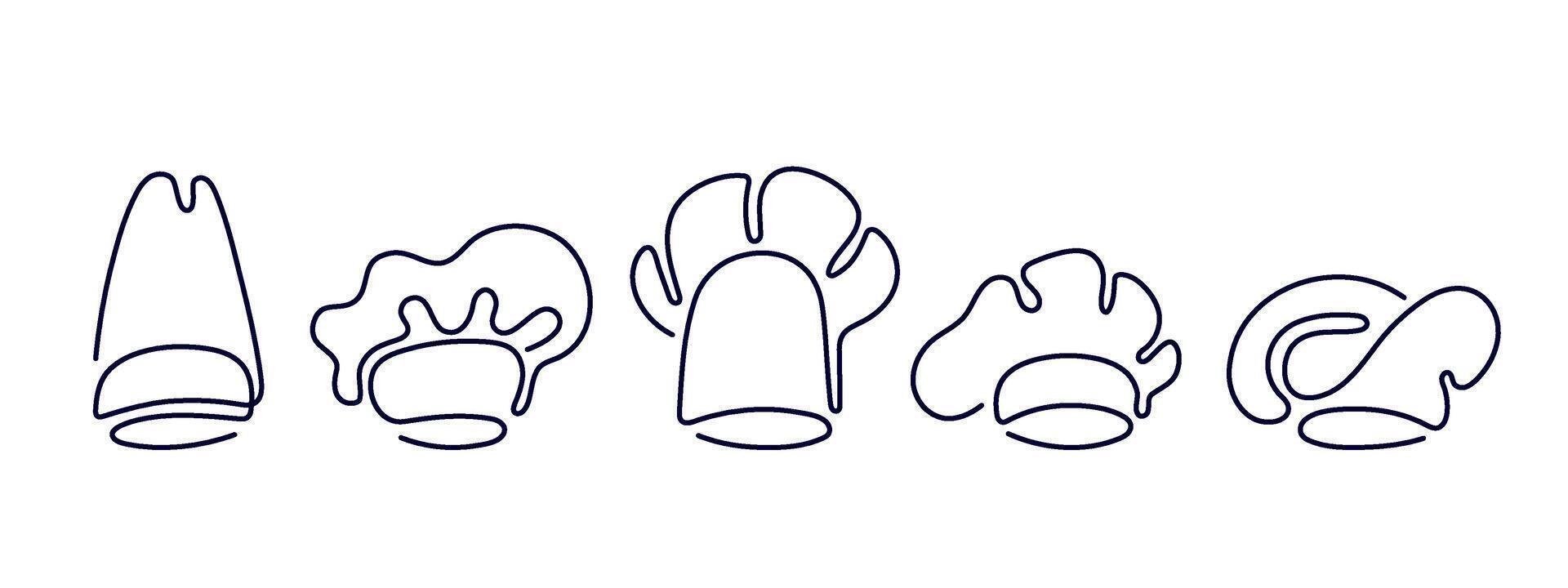 Chef hats. Line doodle batch. Uniform clothes logo vector