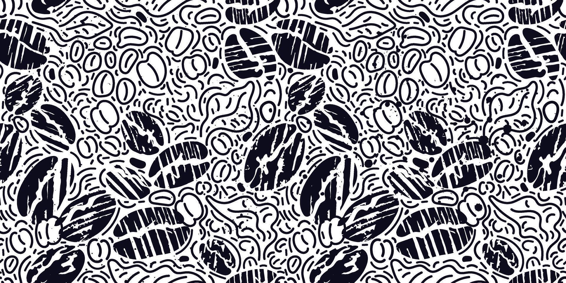 Abstract grunge pattern. Coffee graphic art beans vector