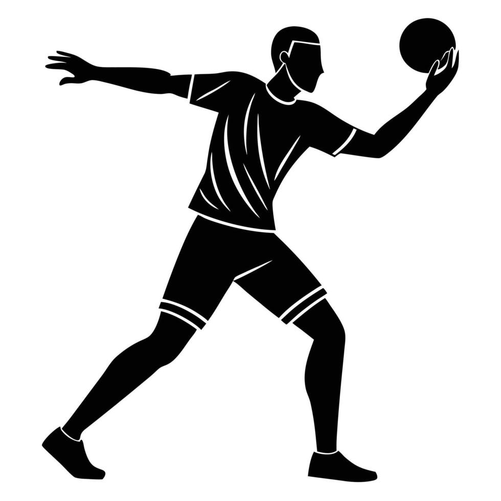 Player throwing flat silhouette on white background vector