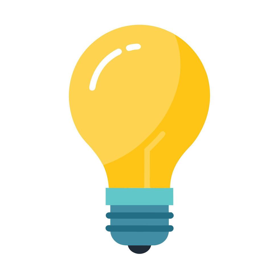 Minimal Light Bulb Design Flat on White vector