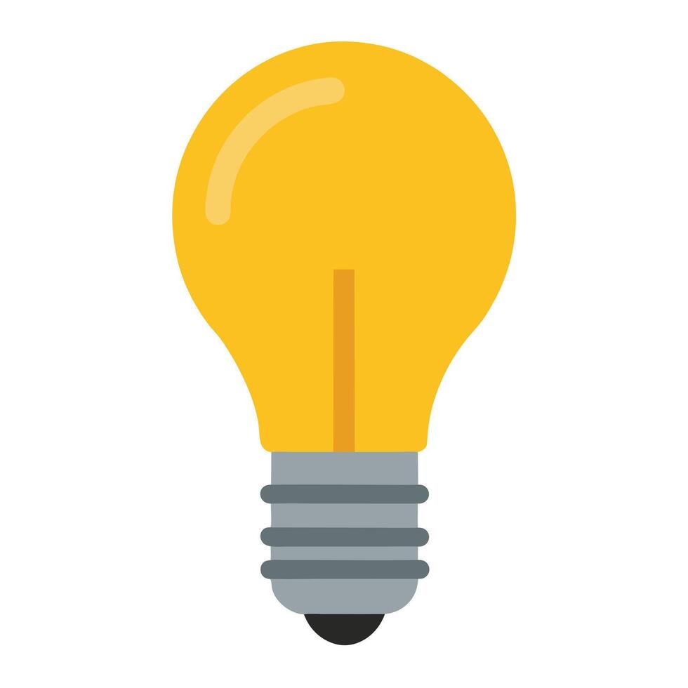 Flat Light Bulb Object on White Background vector