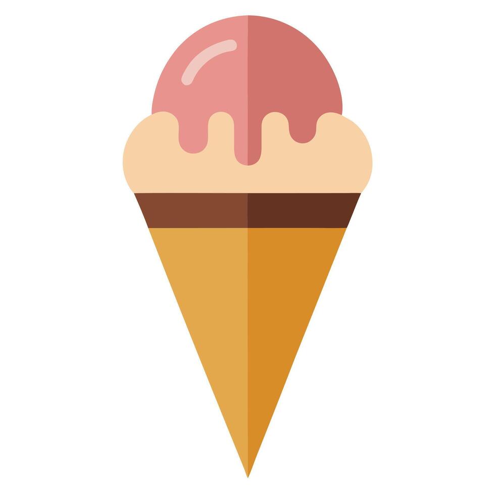 Flat ice cream cone silhouette on white vector