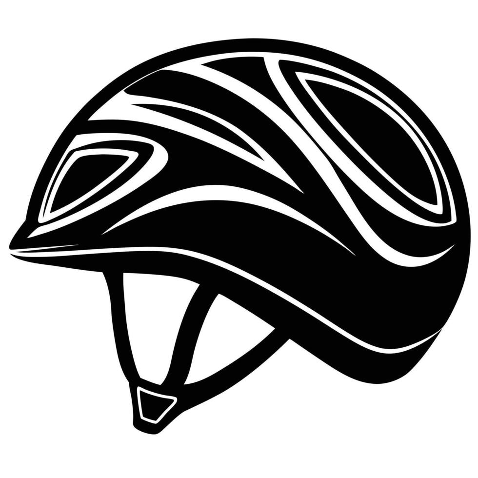 Silhouette of Biking Helmet on White Background vector