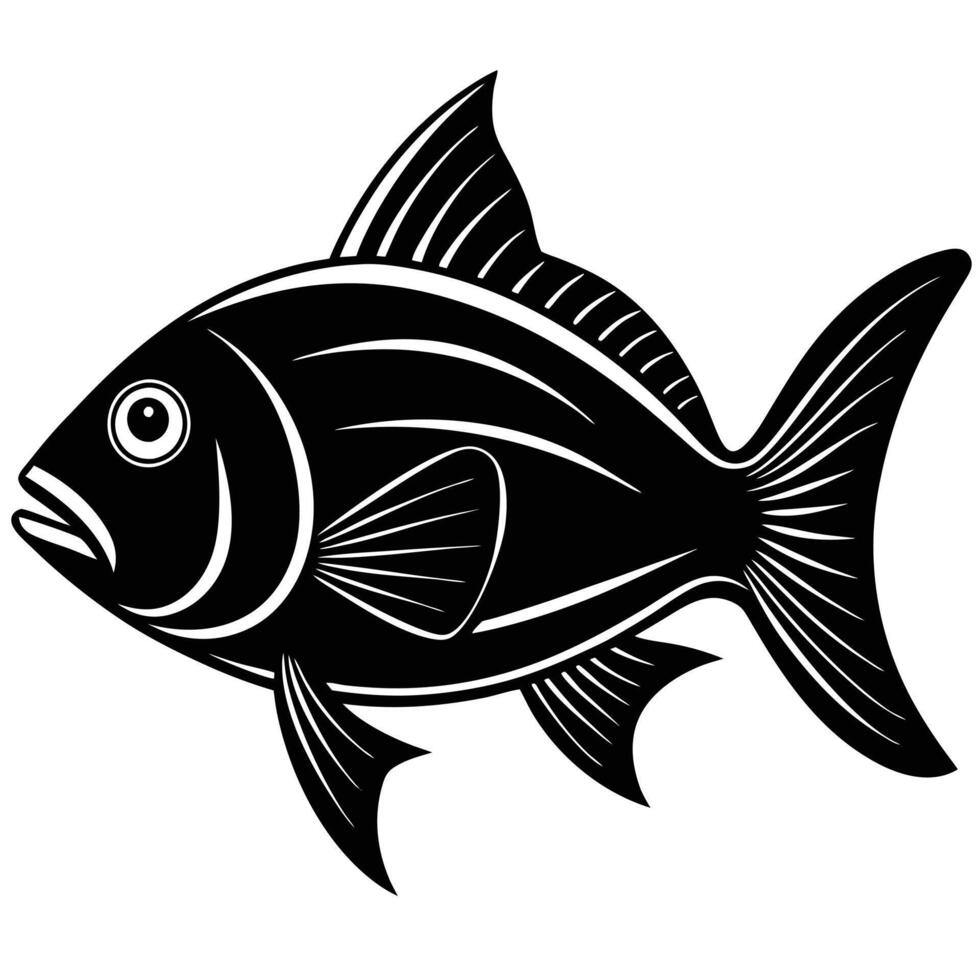 Fish bold silhouette on white background vector