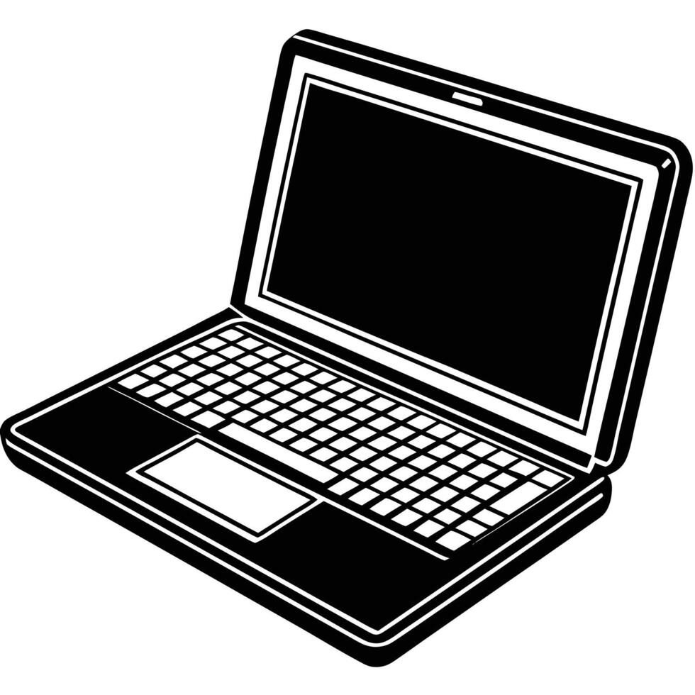 Silhouette of a Laptop on White Background vector