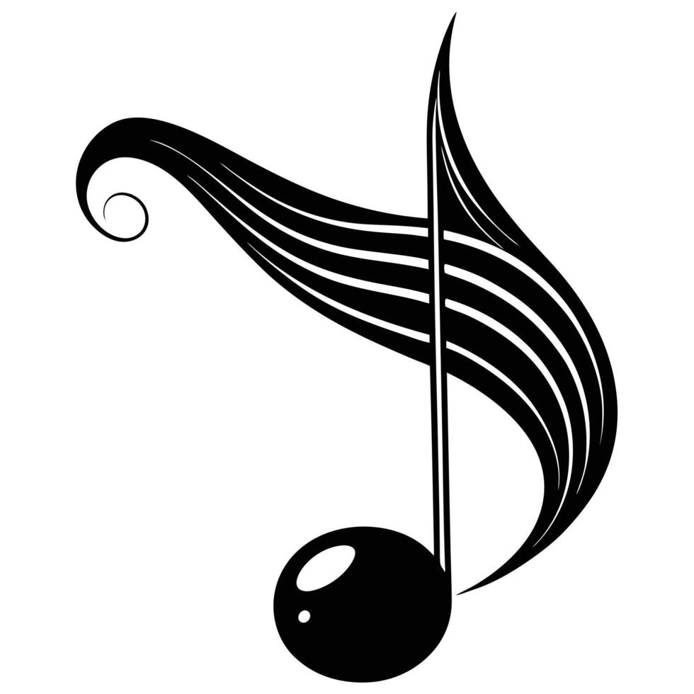 Musical note silhouette on white vector