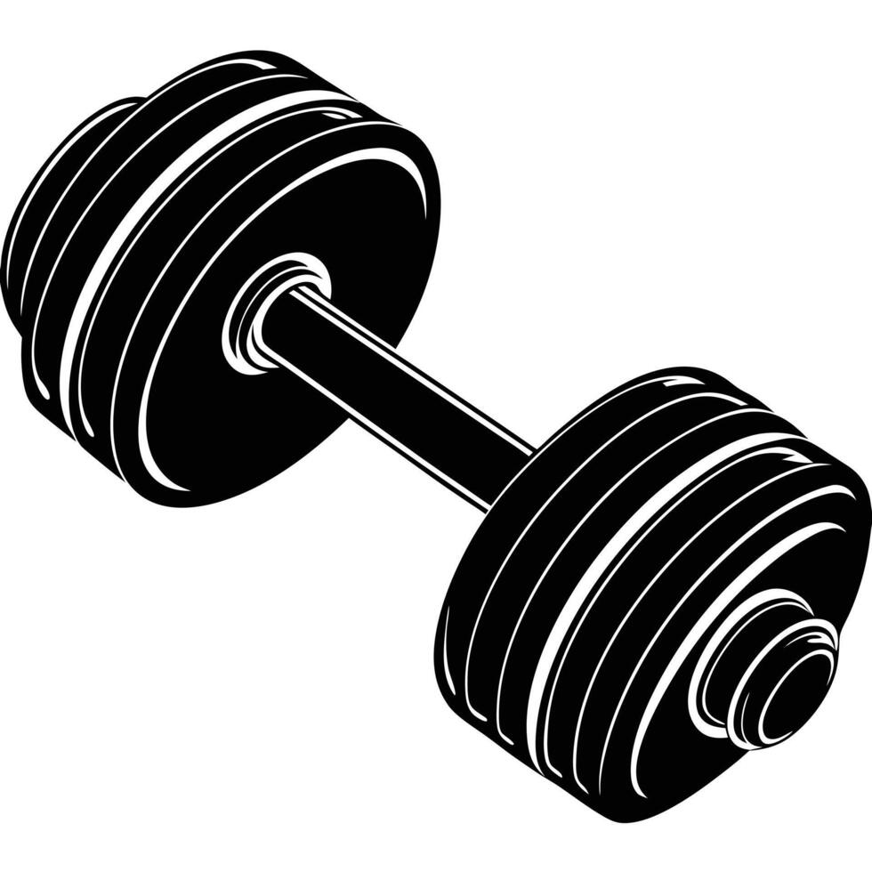Simplified Dumbbell Silhouette on White Background vector