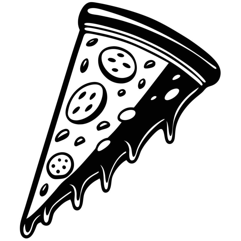 Pizza slice silhouette on white background vector