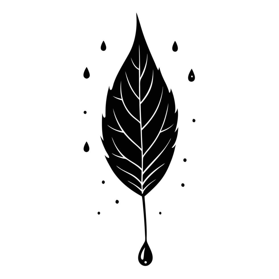 Single leaf downward silhouette on white background vector