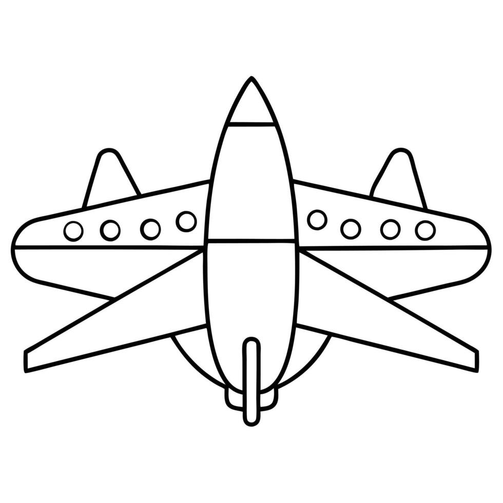 Line art airplane drawing on white background vector