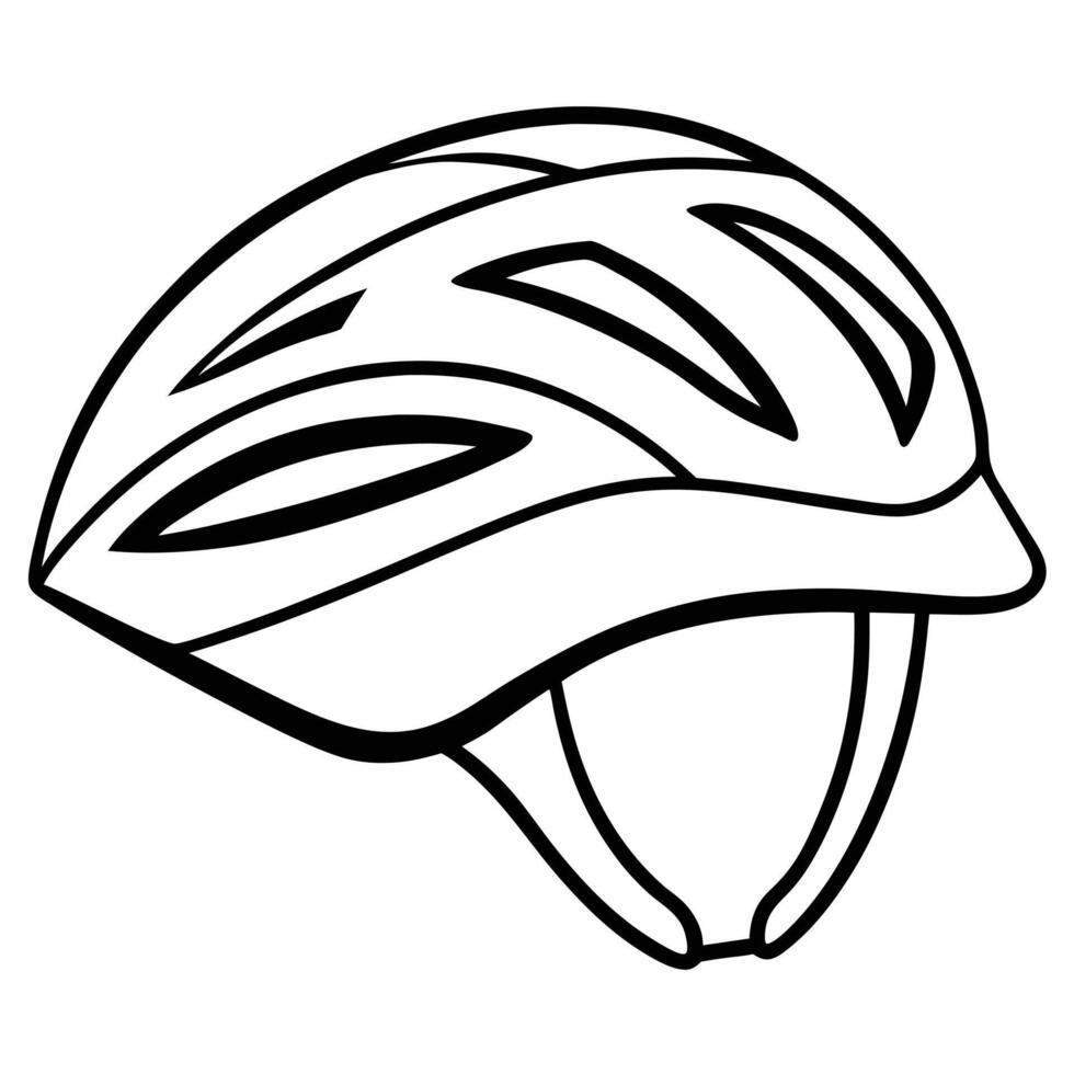 Line Art Illustration of Biking Helmet on White Background vector