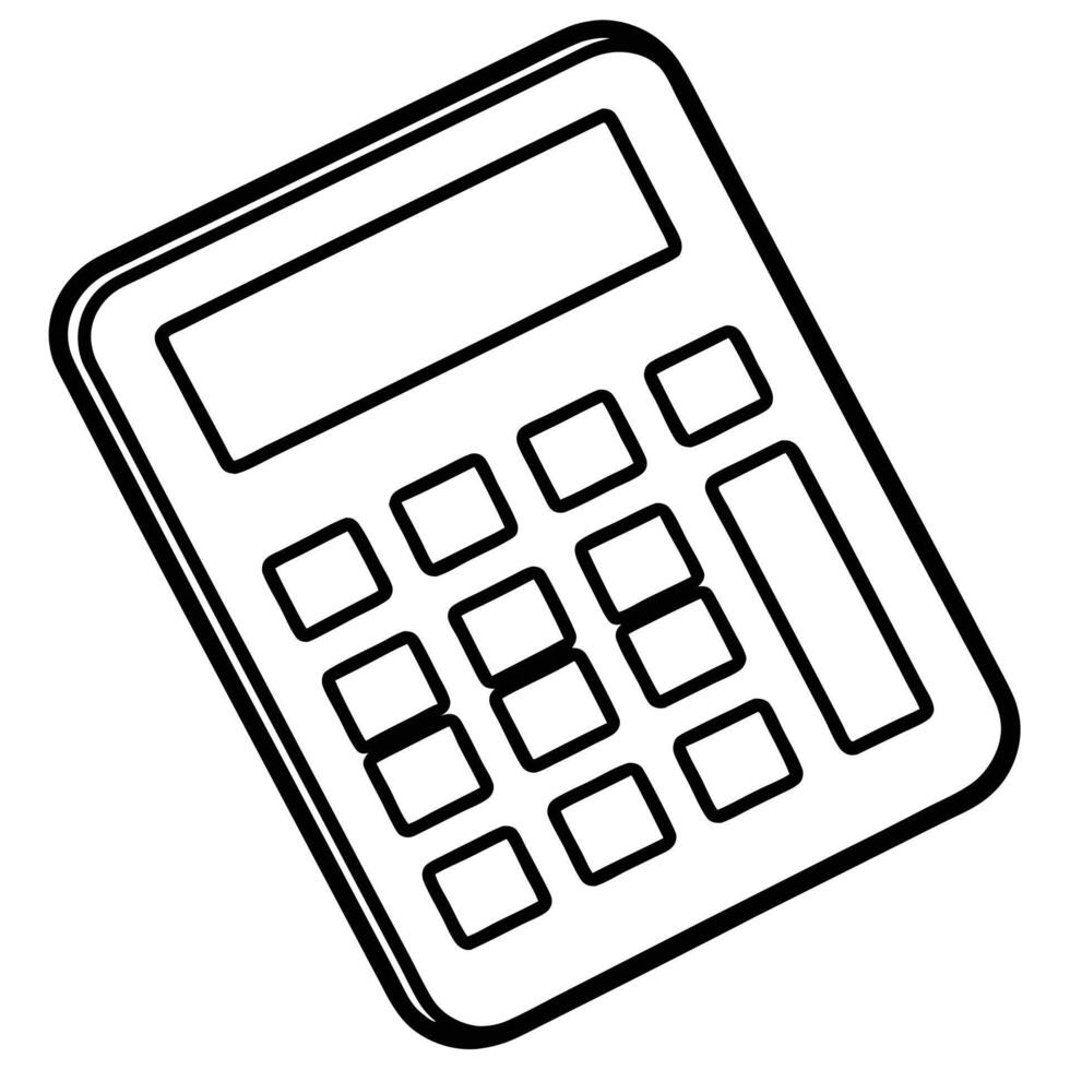 Outlined Calculator Illustration Isolated on White vector