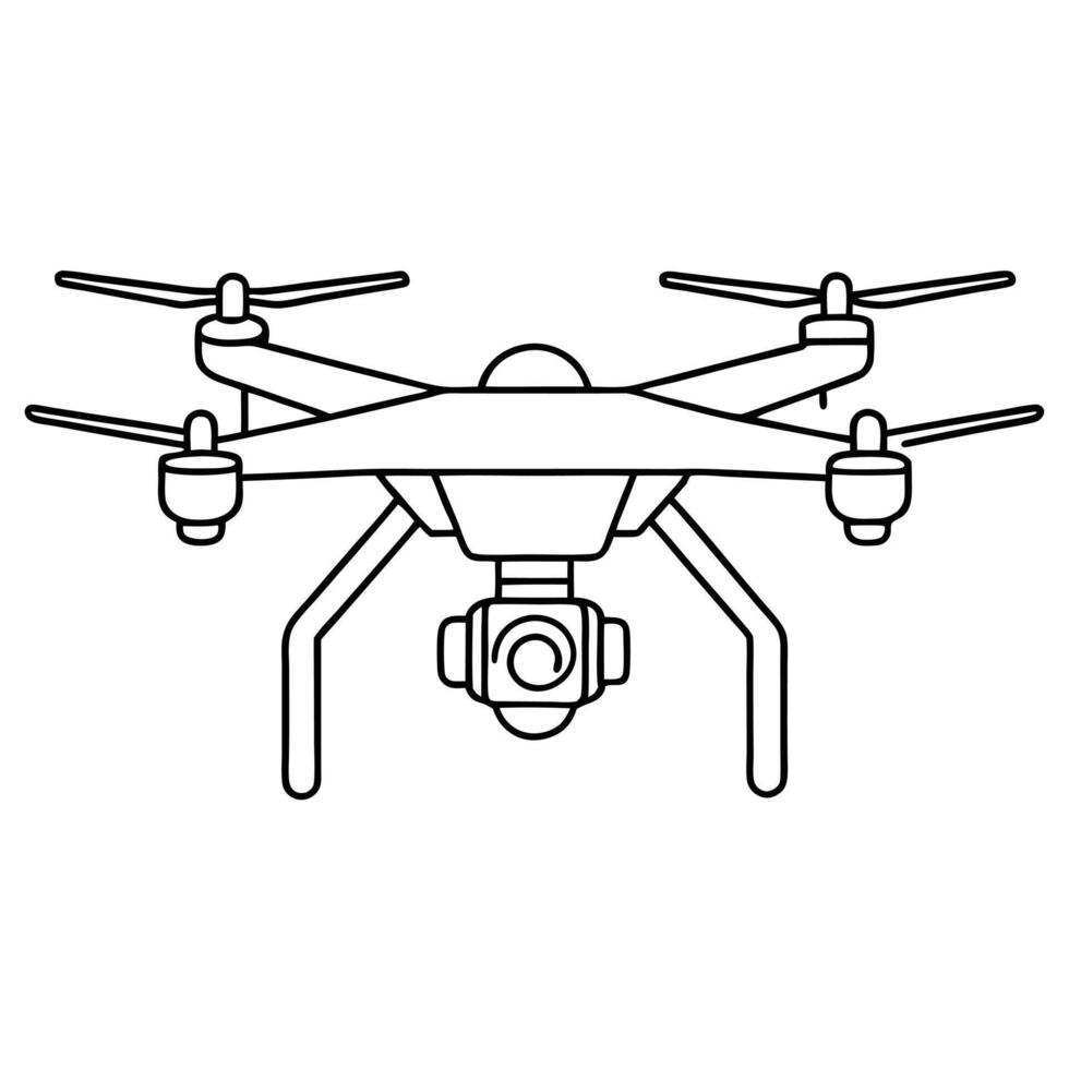 Outlined Drone Illustration on Simple Background vector
