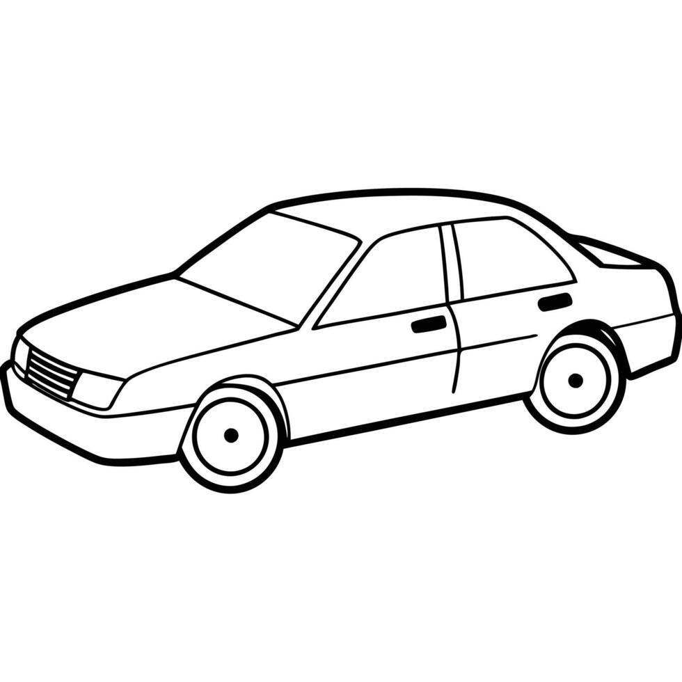 Car line art silhouette on white vector