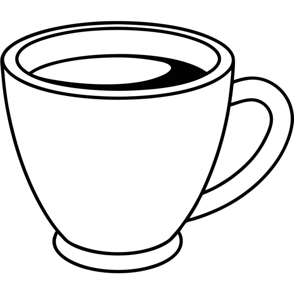 Line art coffee cup silhouette on white vector