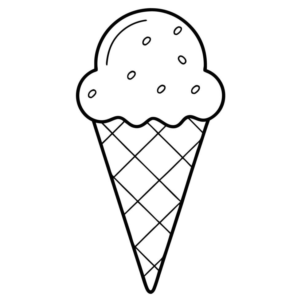 Line art ice cream cone silhouette on white vector