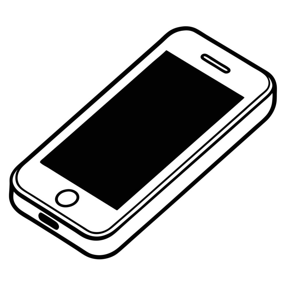 Smartphone line art silhouette on white background vector