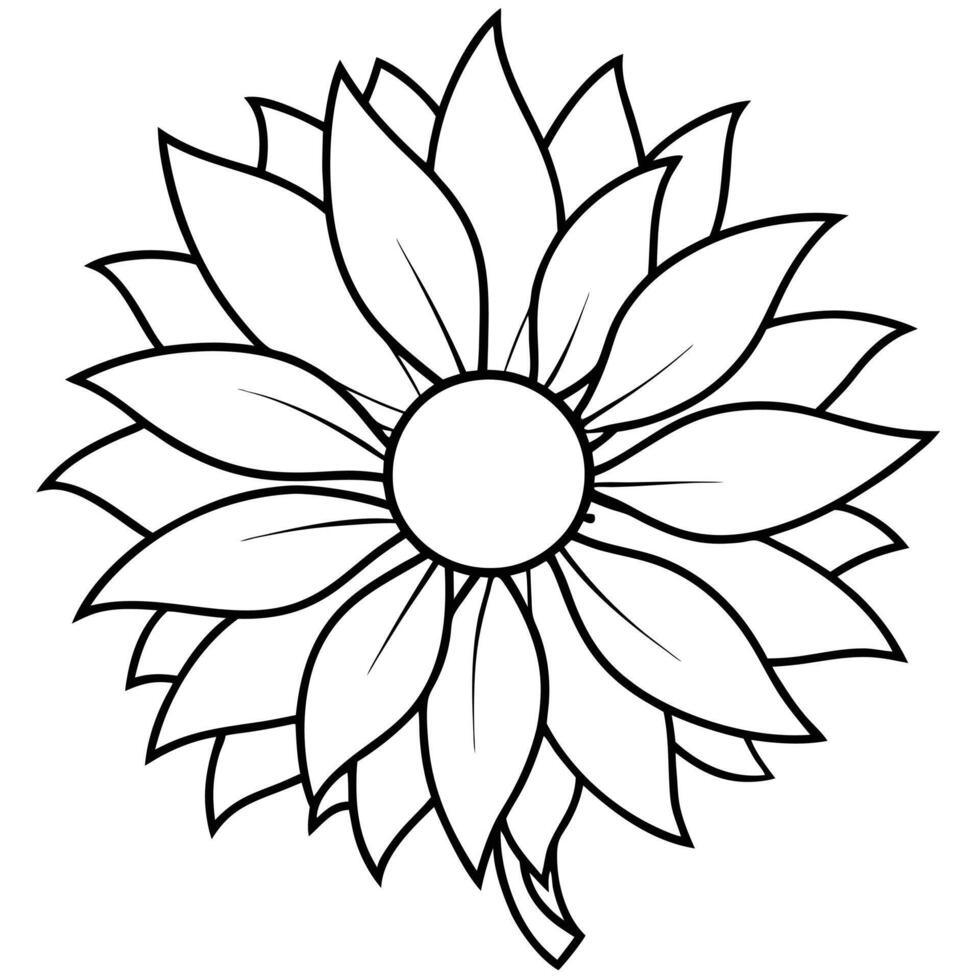 Sunflower Line Art on Clean White Canvas vector