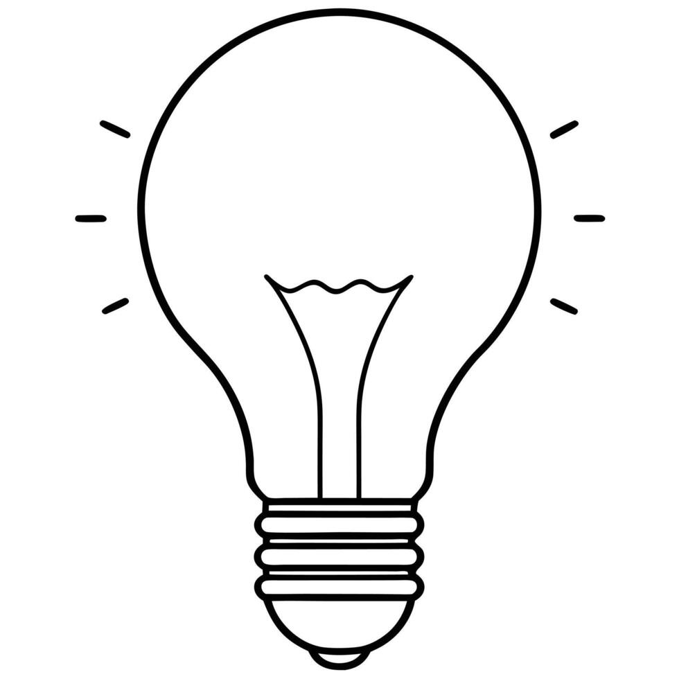 Line Art Illustration of Light Bulb on White vector