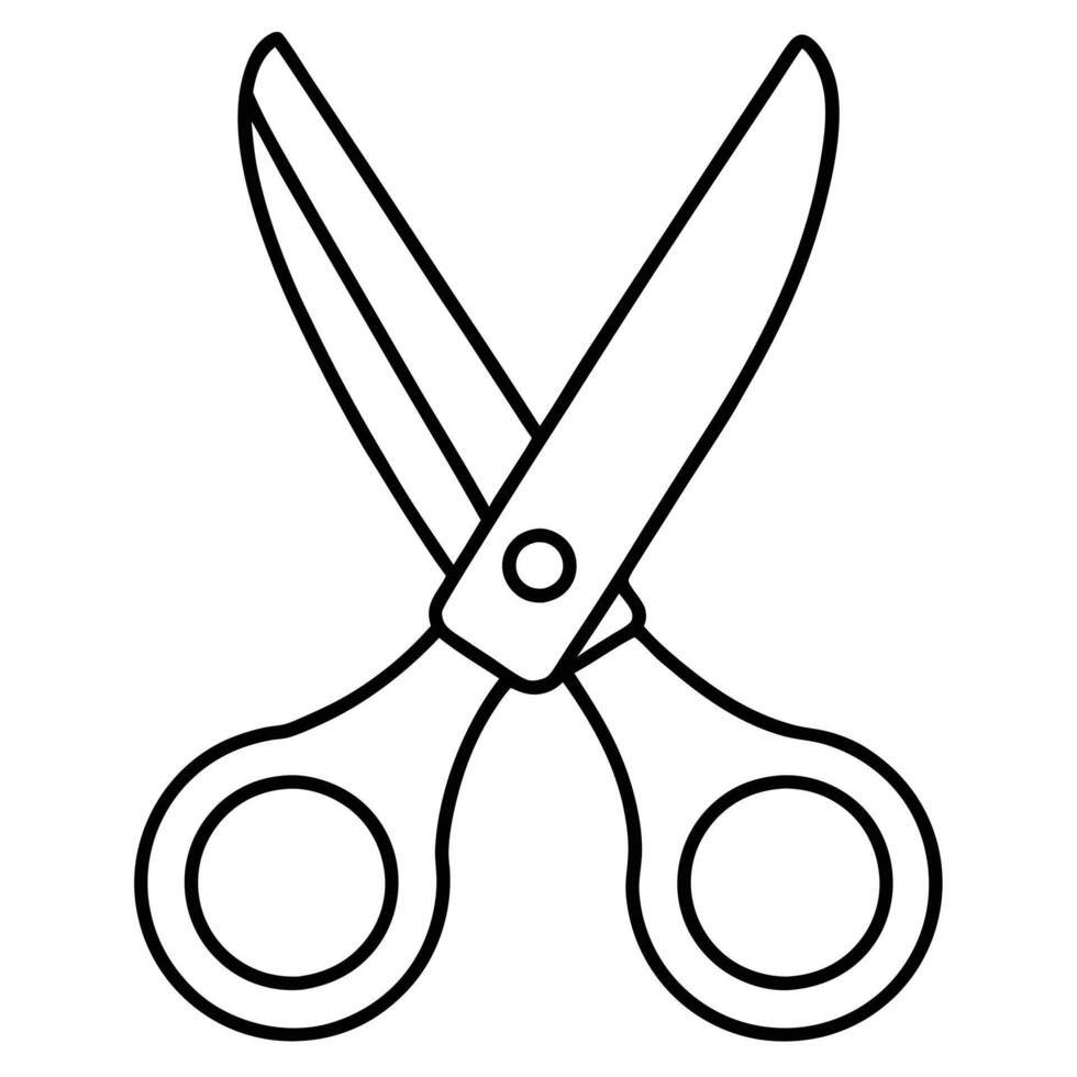 Scissor line art silhouette design on white background vector