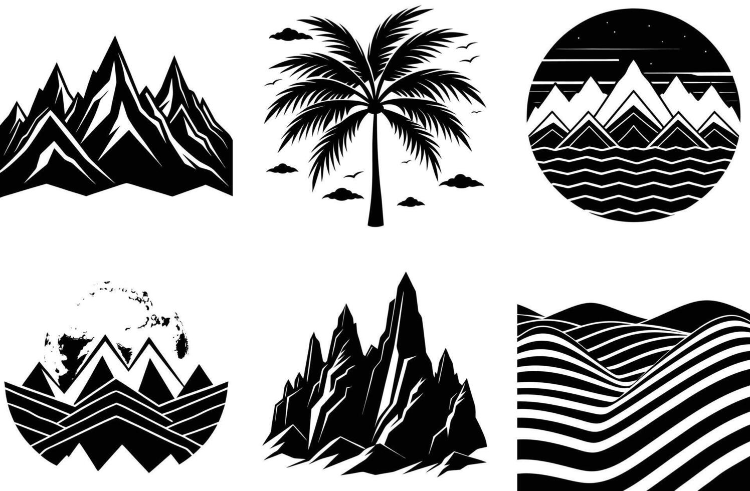 Silhouette Set of Tropical Trees for Eco-Friendly Designs vector