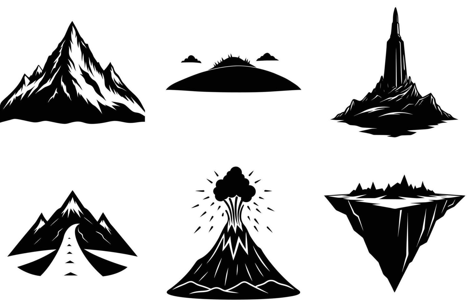 Set of Tropical Tree Silhouettes for Simple Designs vector