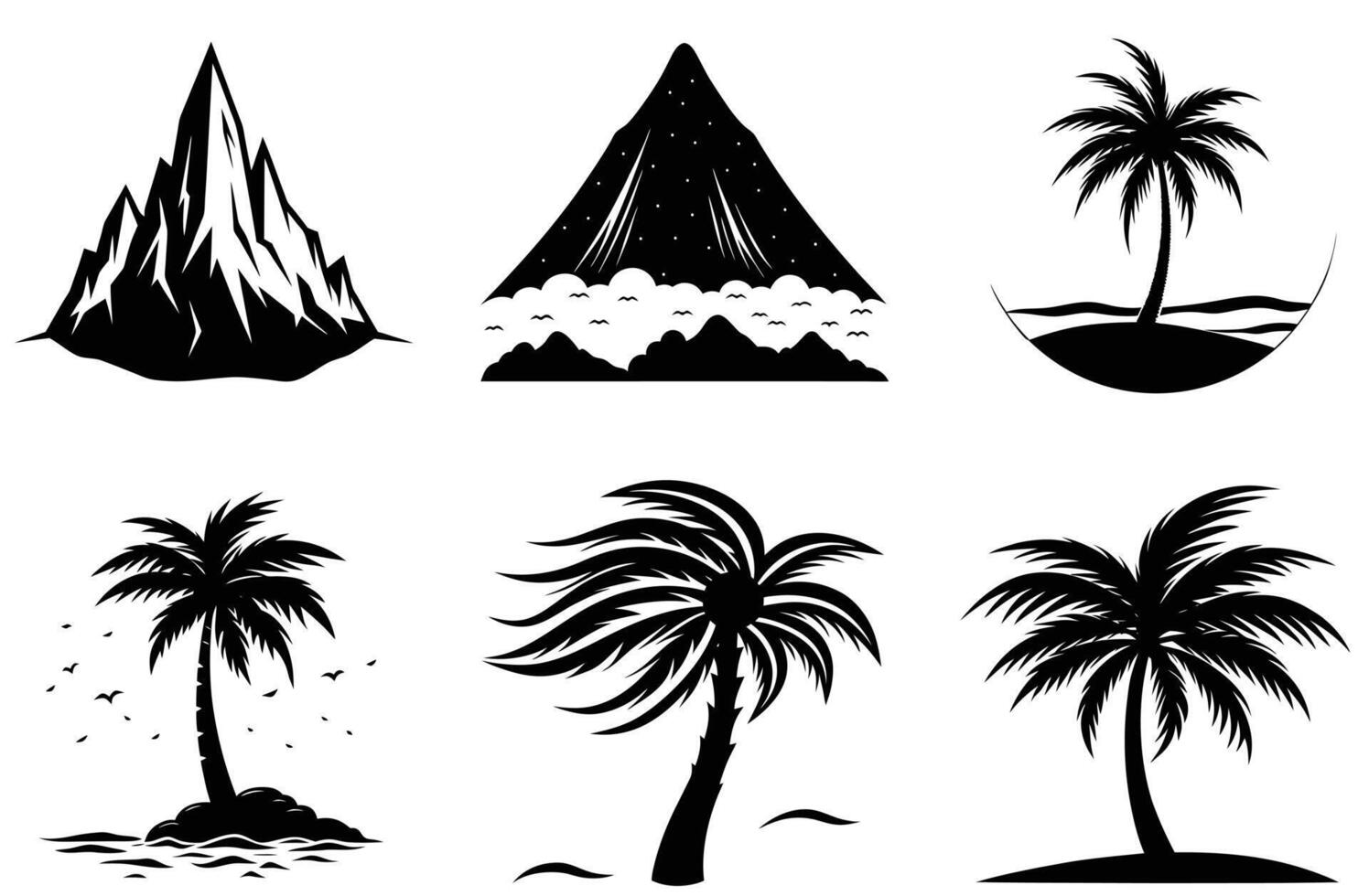 Tropical Tree Silhouette Bundle for Eco Projects vector