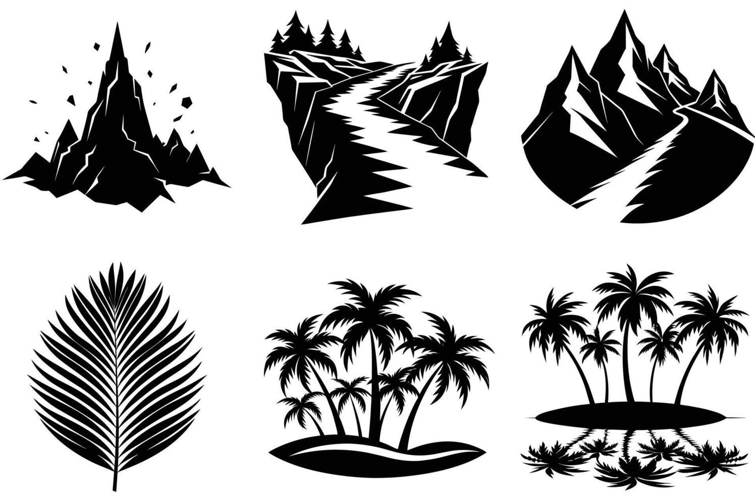 Tropical Tree Silhouette Bundle for Nature Designs vector