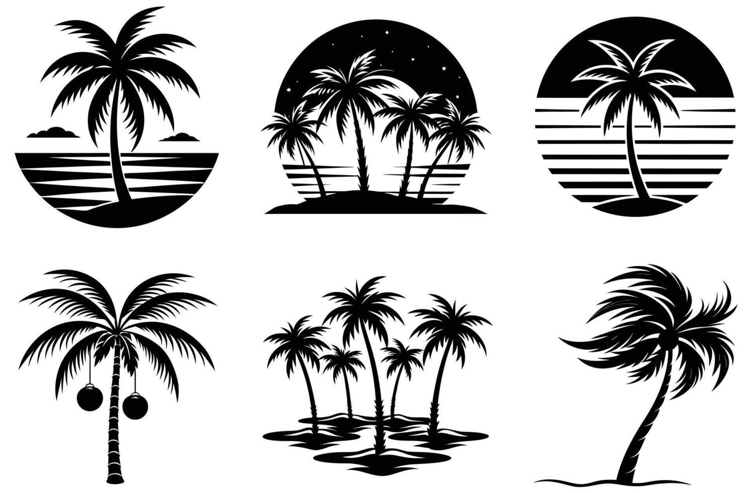 Tropical Tree Silhouette Set for Design and Decoration vector