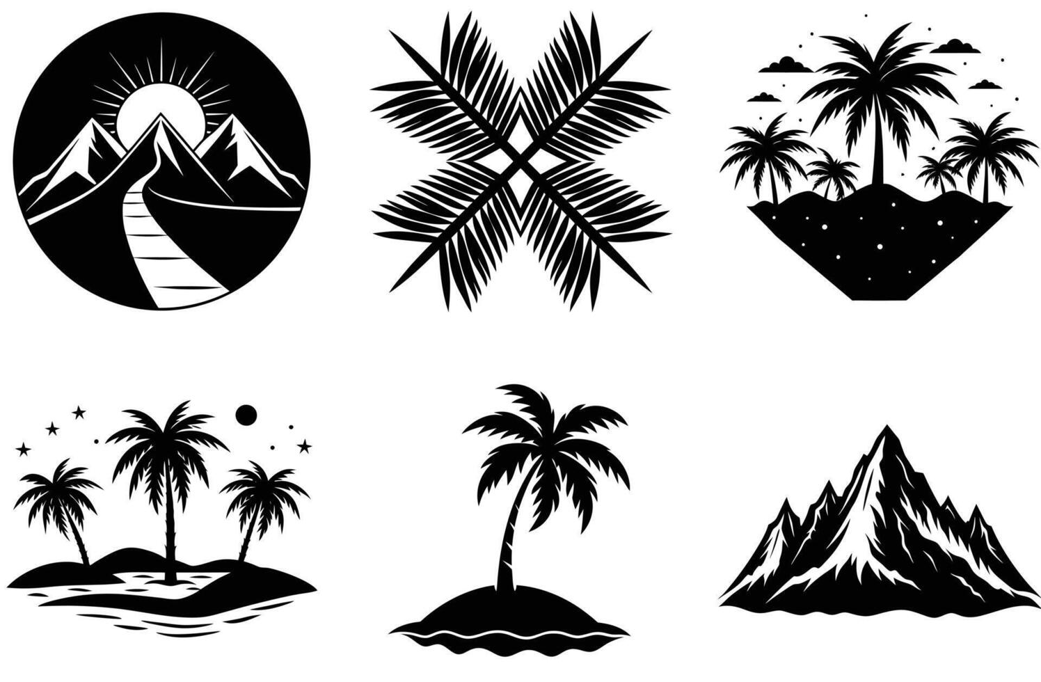Silhouette Set of Tropical Trees for Decoration vector