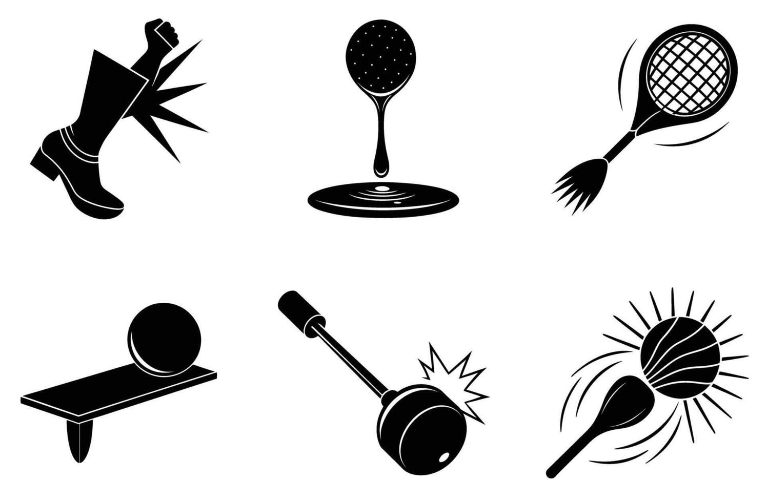 Abstract Sport Icons Set Black Silhouette Design Graphic golf ball game white style image tennis vector