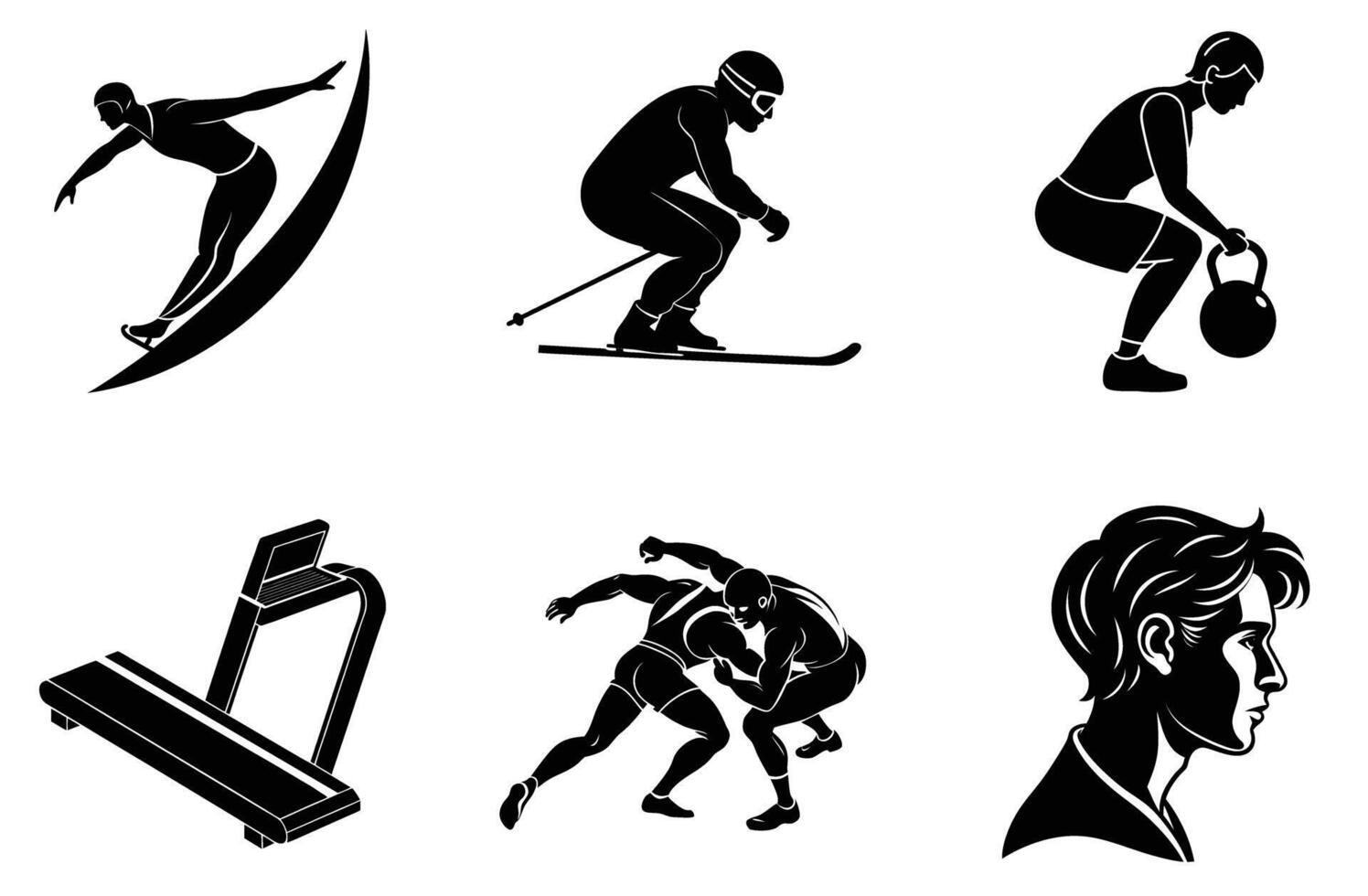 Active sports actions illustrated set vector