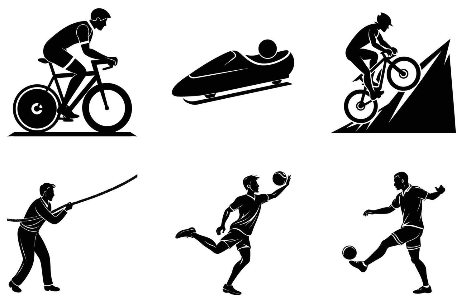 Dynamic sports poses collection vector