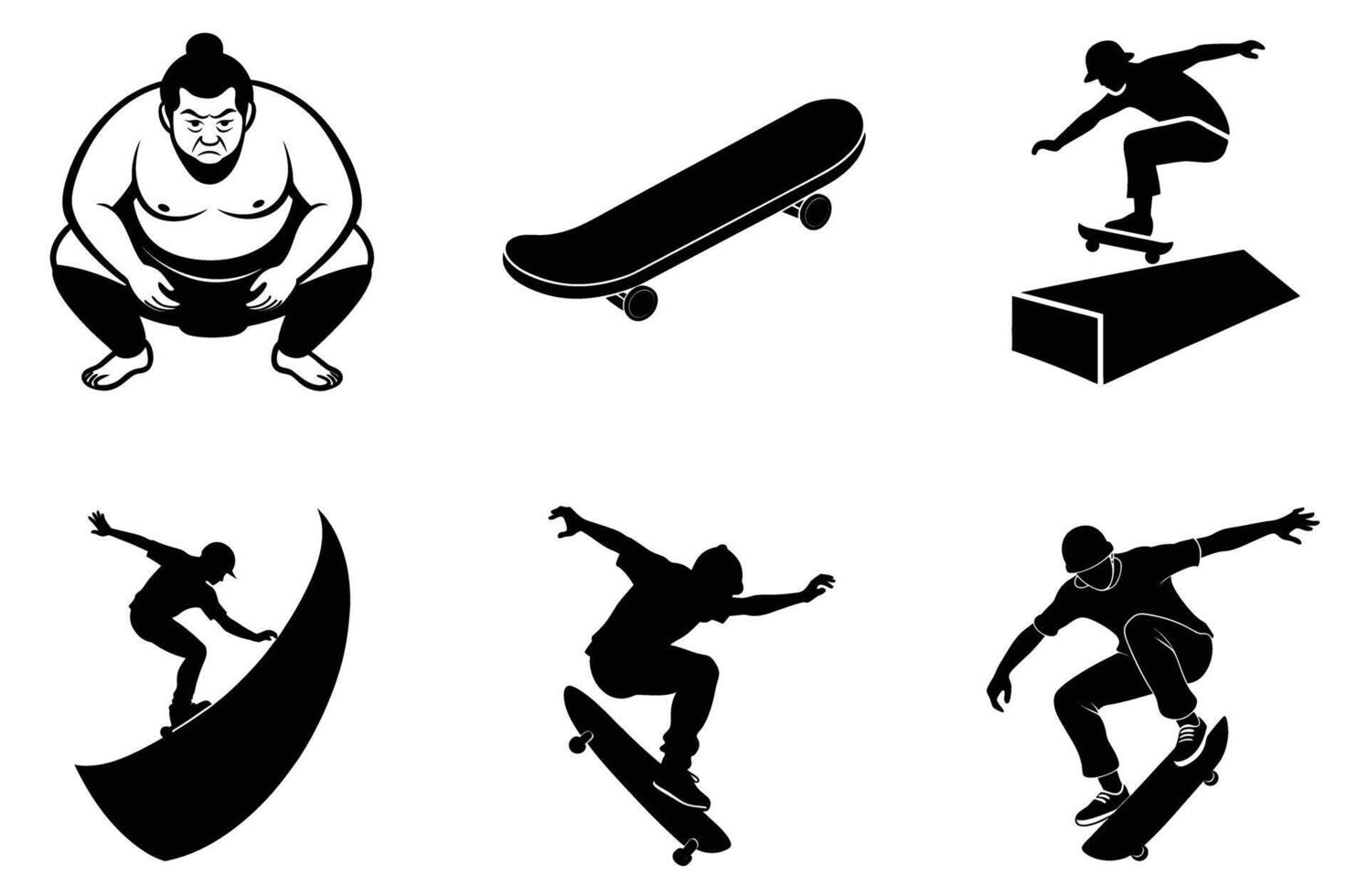 Detailed sports illustrations in silhouette design vector