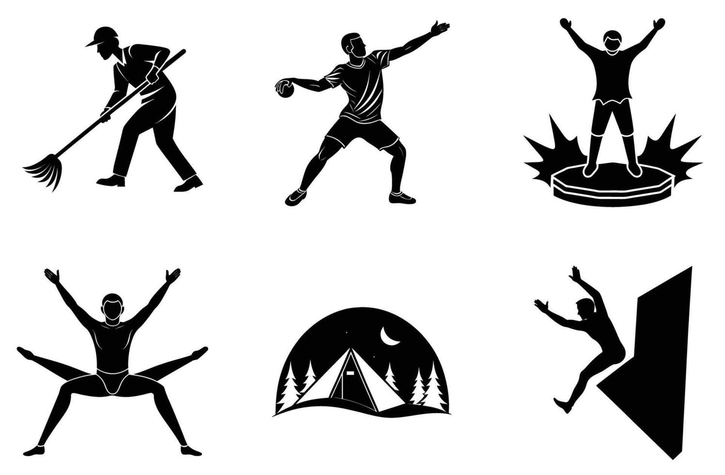 Unique sports poses for modern designs vector