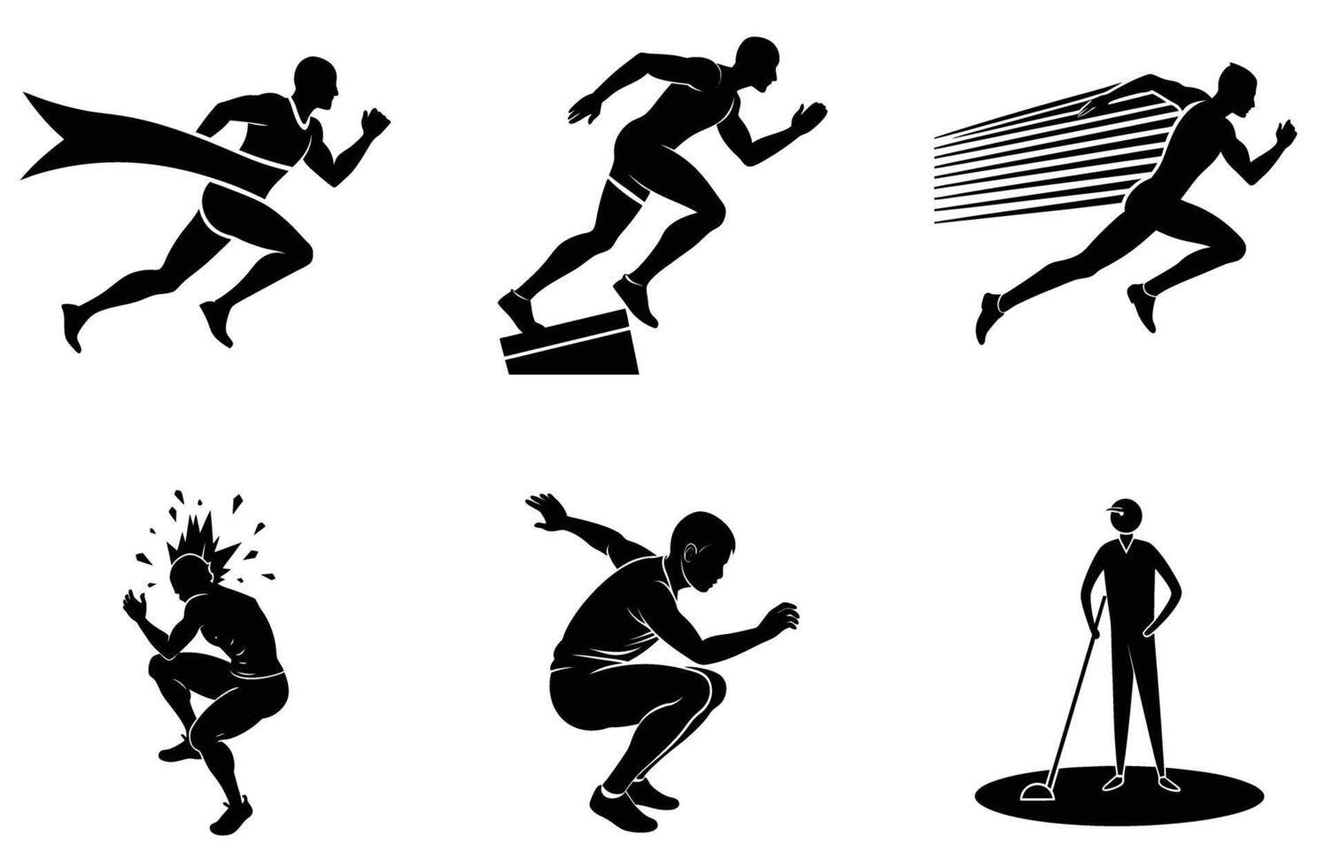 Illustrated sports moments using silhouette design vector