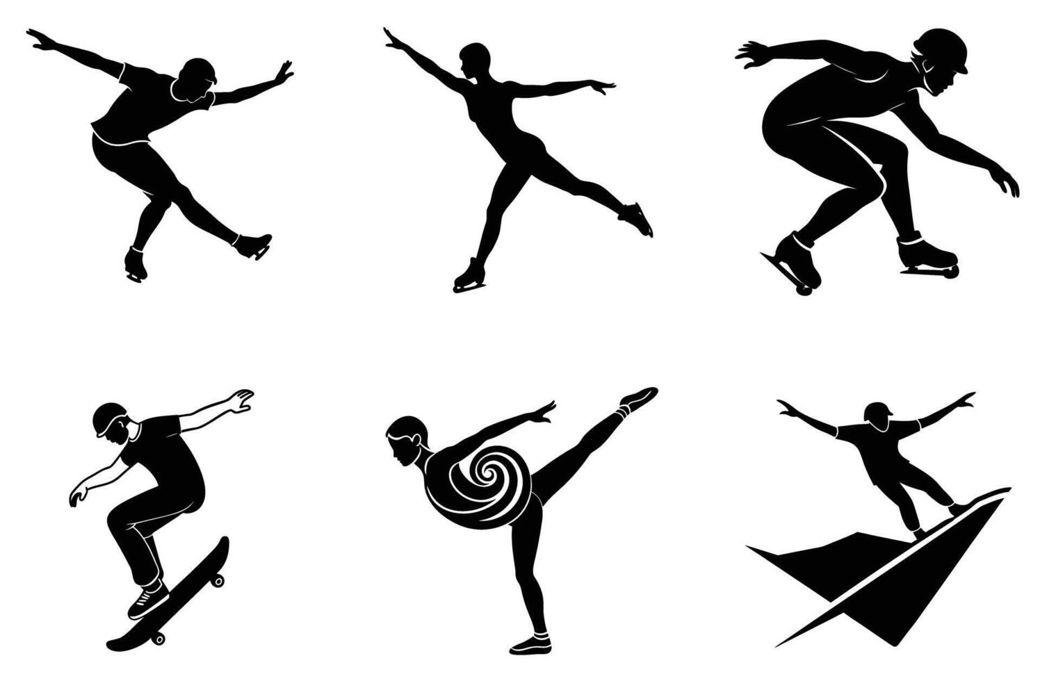 Stylized designs showcasing active sports motion vector